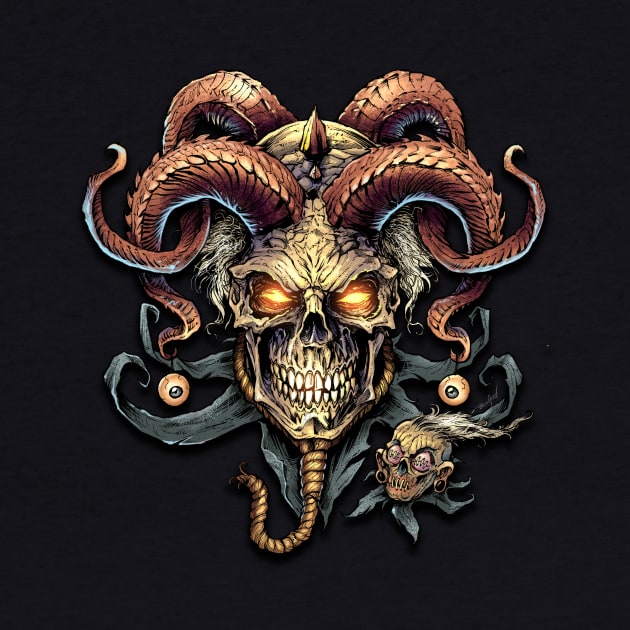 Jester Skull with Horns by FlylandDesigns